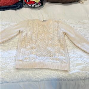 J. Crew Cream Crew Neck Cable Knit Sweater